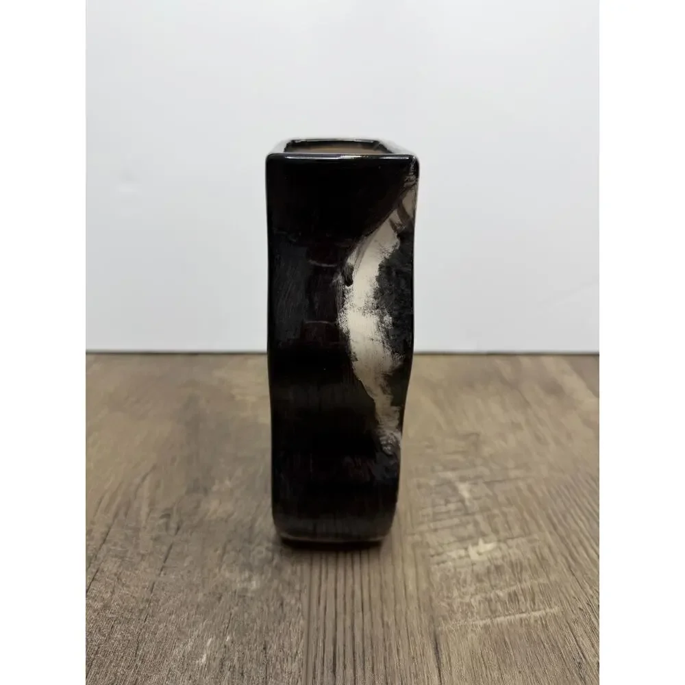 Dakota Pottery Art Vase Signed Vintage Mid Century Abstract Enso Splatter